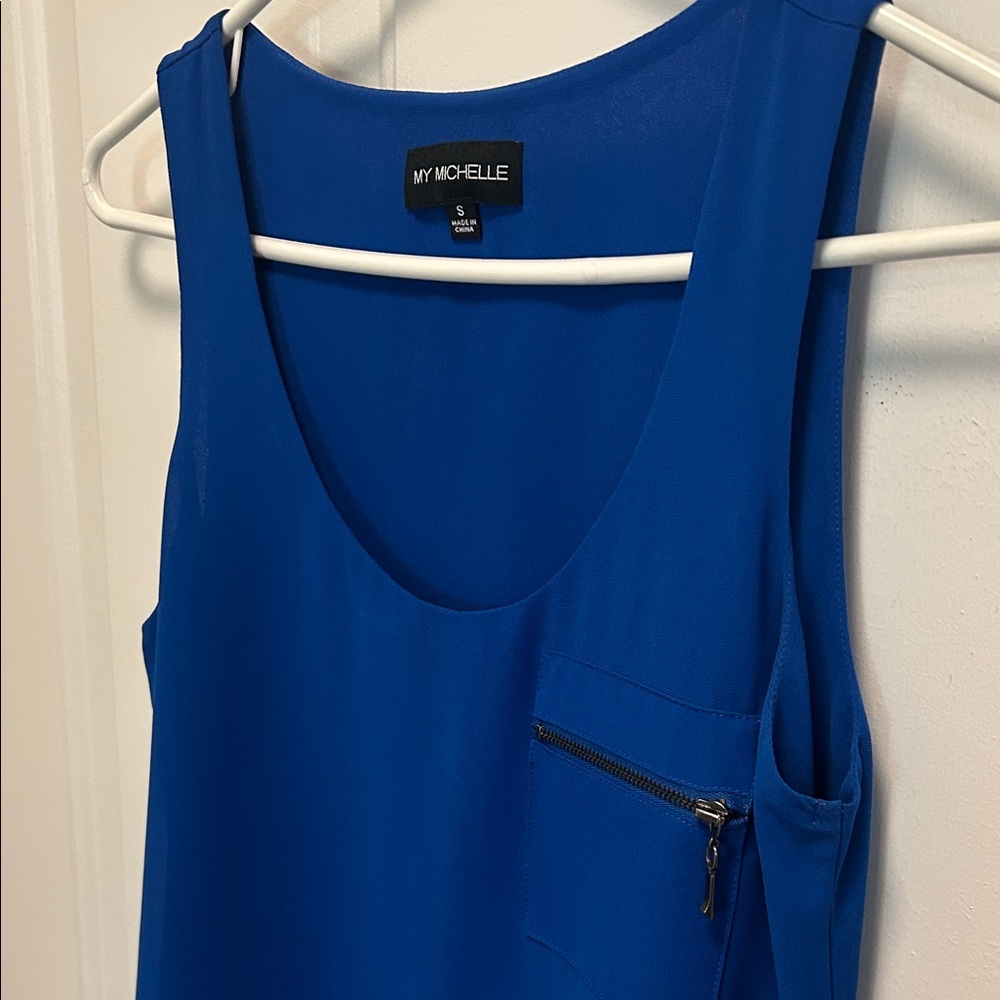 EUC! My Michelle Royal Blue Tank Top with Pocket, Size Small